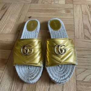 Gucci Gold Women's Pilar Espadrille Sandals